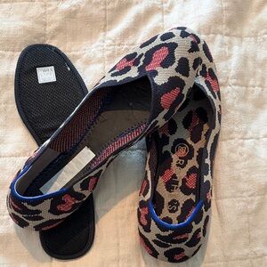 Rothy's Leopard Knit Slip-On Ballet Flats in Black, Gray & red